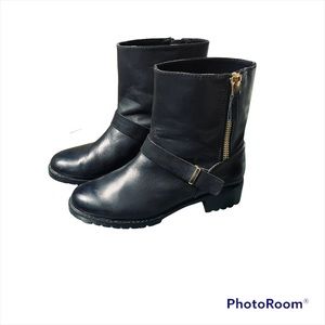 ZARA MOTO BOOT/GOLD ZIPPER EU40